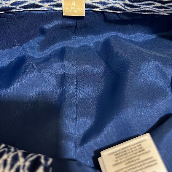 Michael Michael Kors skirt geometric blue white partial belt 4 FIRM on PRICE - Picture 2 of 9